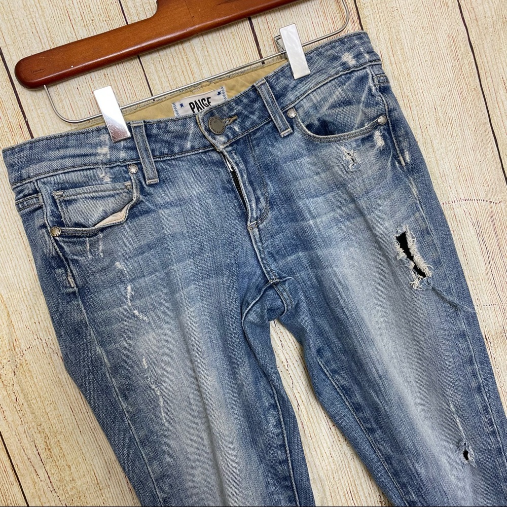 Paige Skyline Ankle Peg Skinny Distressed Jeans Sz 25